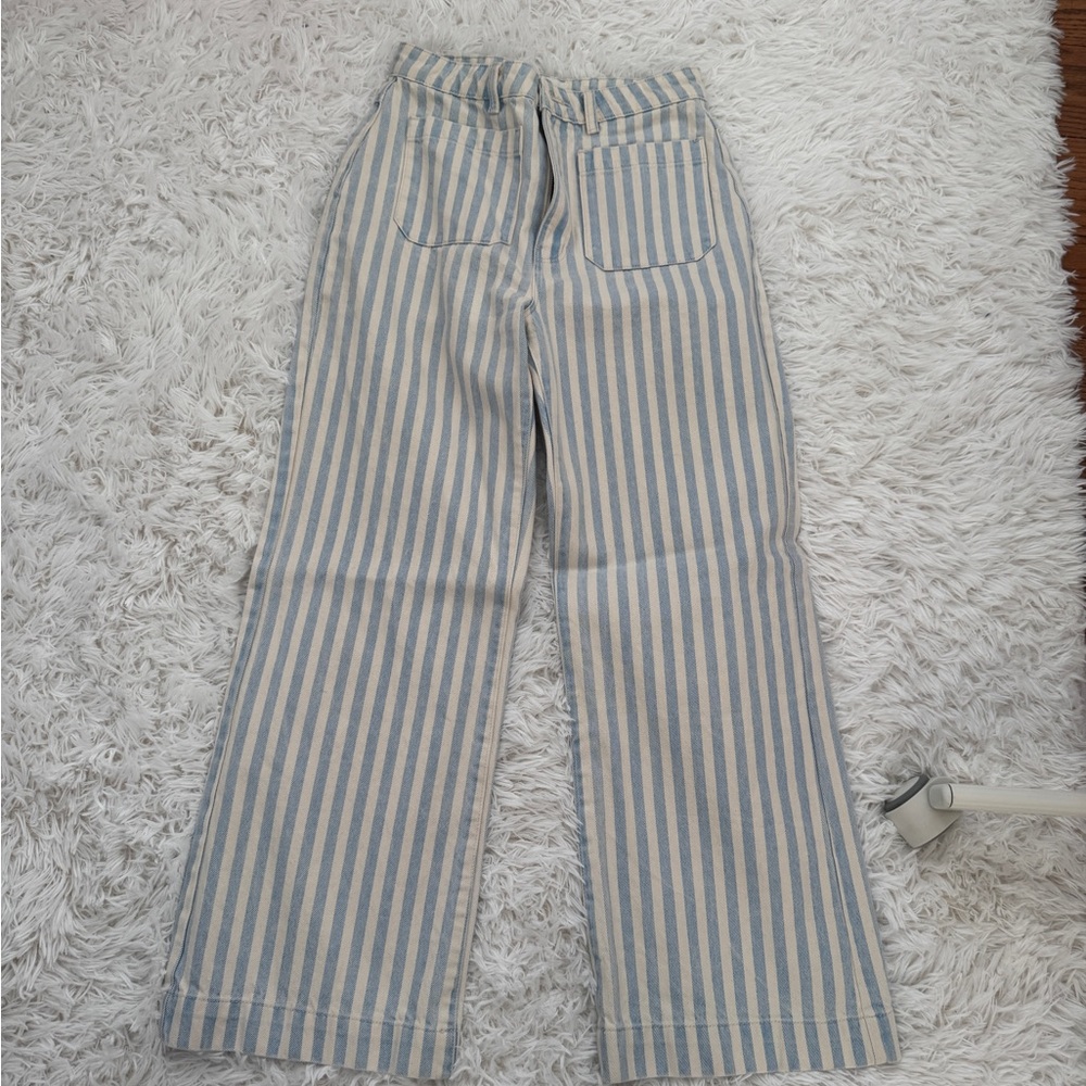 ROLLA'S Striped Blue and Cream Jeans